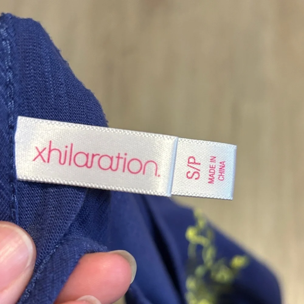Xhilaration Blue Dress with Yellow Embroidery - Picture 2 of 3